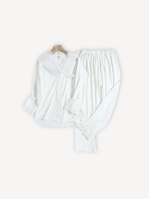Ensemble pyjama velours | Femme Blanc / M