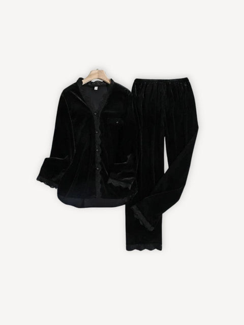 Ensemble pyjama velours | Femme Noir / M