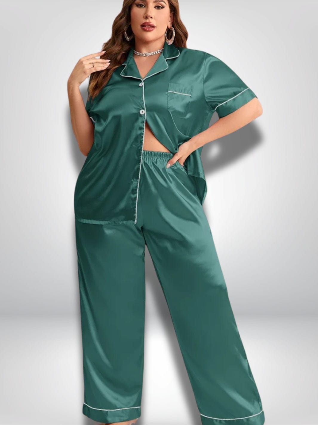 Pyjama chaud femme | Grande taille Vert / XL