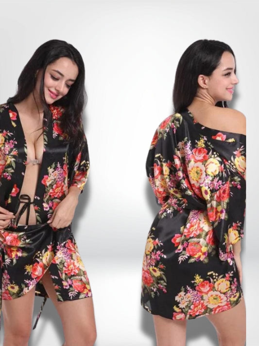 Pyjama femme satin | Fleuri