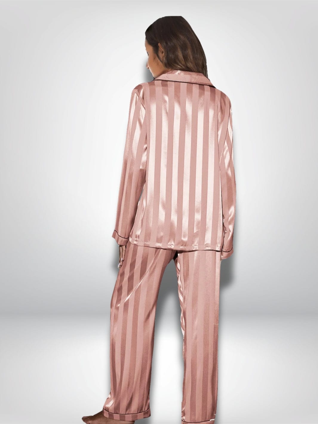 Pyjama femme satin | Rose à rayures