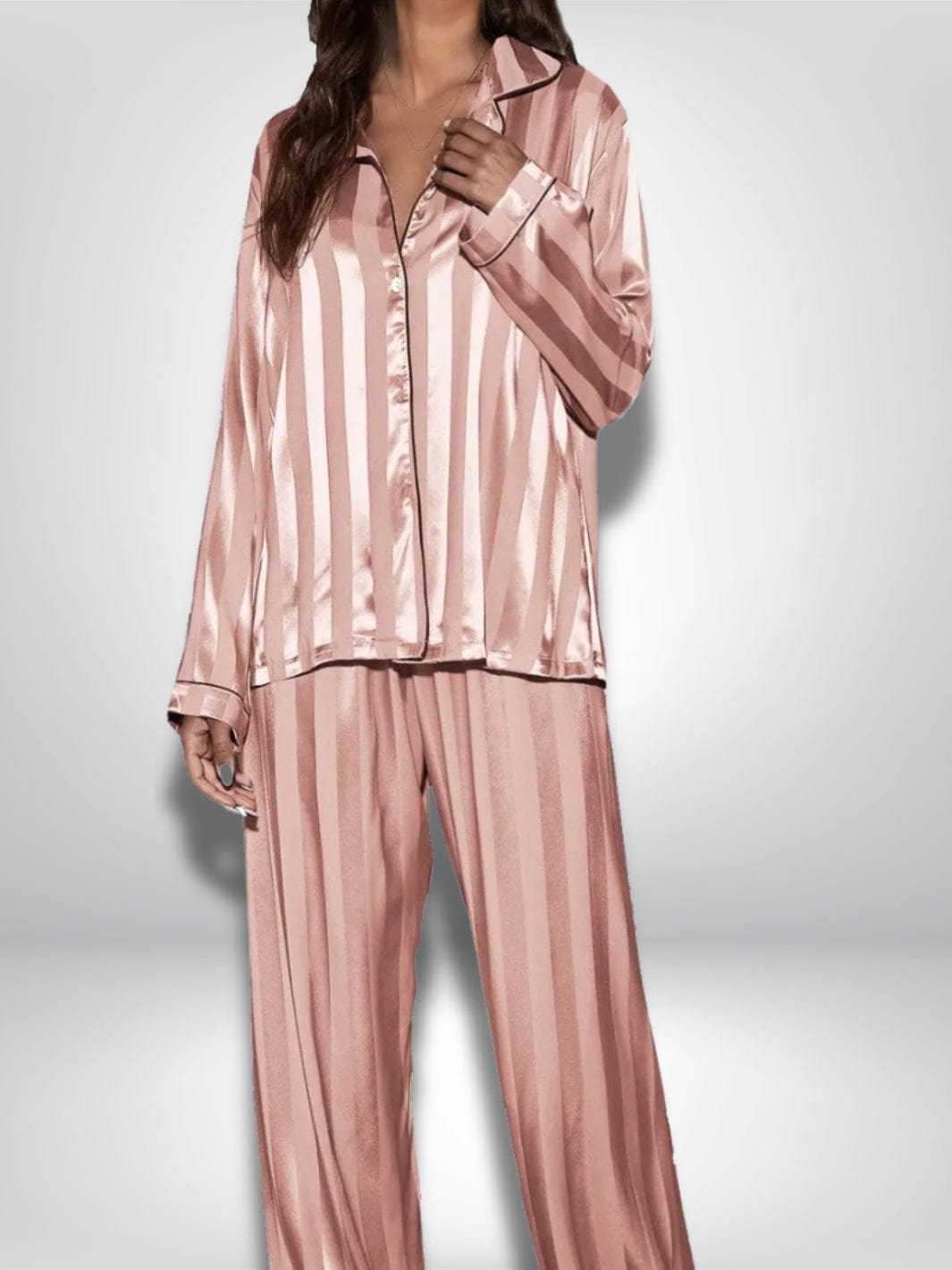 Pyjama femme satin | Rose à rayures