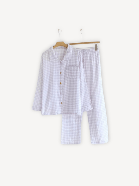 Pyjama quadrillé | Femme Mauve / M