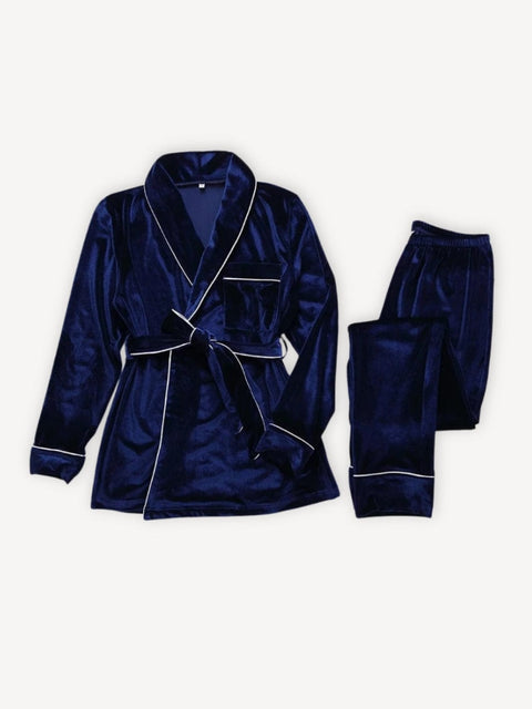 Pyjama velours | Deux pièces Bleu / S