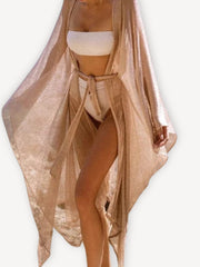 Robe de plage longue | Transparente Beige